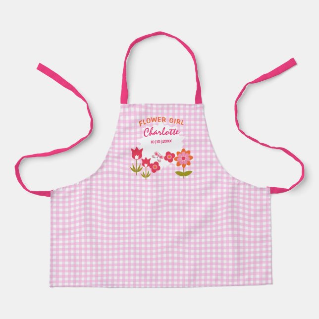 Blütenmädchen Niedlich, blumenreich Personalisiert Schürze (Vorderseite)