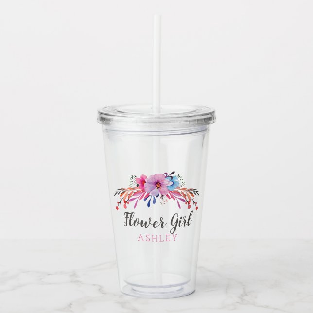 Blütenmädchen Personalisiert Acryltrinkbecher (Vorderseite)
