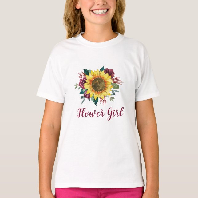 Blütenmädchen Sonnenblumen Hochzeit T-Shirt (Vorderseite)