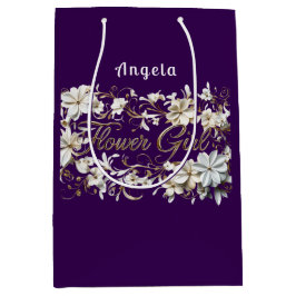 Blütenmädchen Weißes Lila Gold Mittlere Geschenktüte