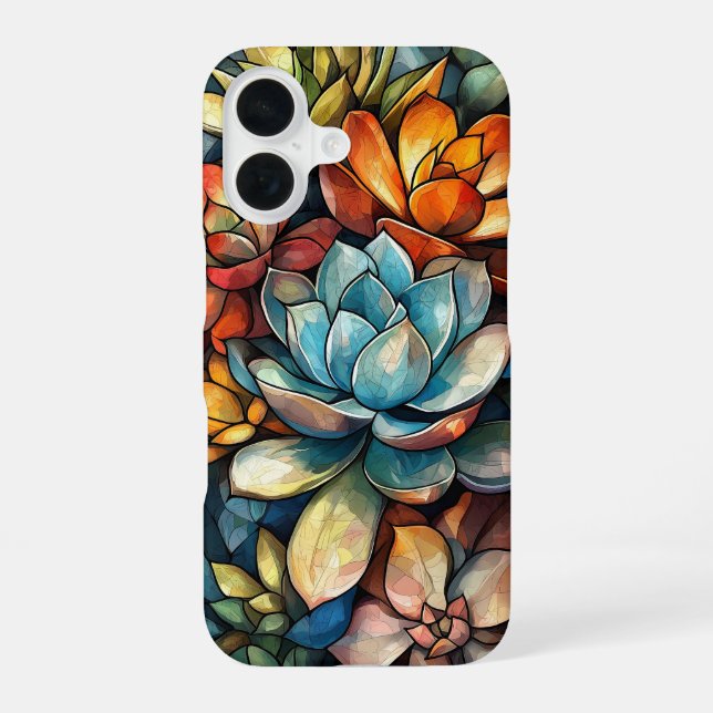 Blütenmosaik iPhone 16 Hülle (Rückseite)