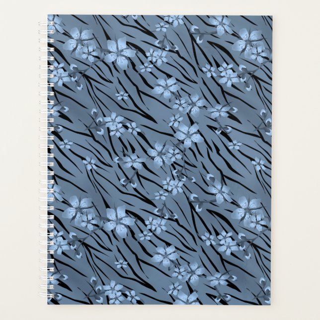 Blütenmuster, blau, Tigermuster Planer (Vorderseite)