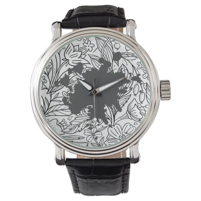 Blütenmuster "Chanel Lady style" Armbanduhr (Vorderseite)