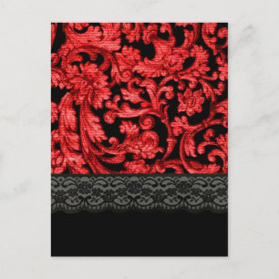 Blütenmuster in Schwarz und Rot Postkarte