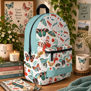 Blütenmuster Schmetterling Motte Bedruckter Rucksack
