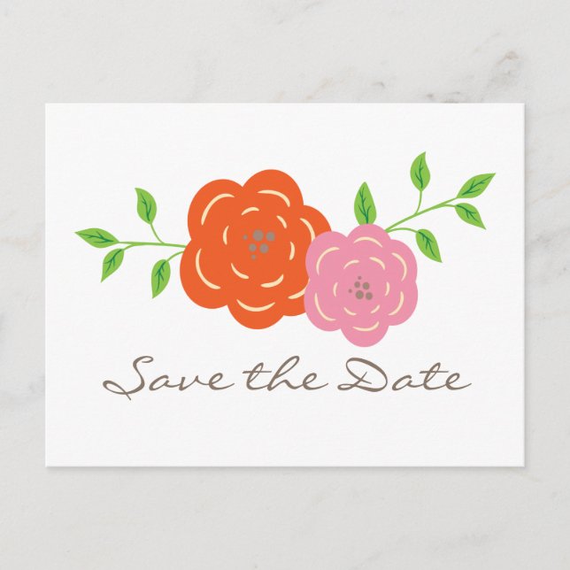 Blütenorange Rosa Bläschen Save the Date Postkarte (Vorderseite)