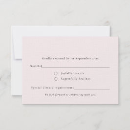 Blütenpastellfarben Rosa Einfache Minimal Schlicht RSVP Karte