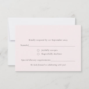Blütenpastellfarben Rosa Einfache Minimal Schlicht RSVP Karte