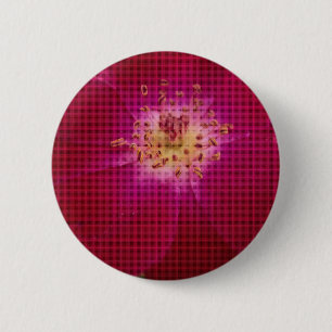 Blütenperfektion: Schachbrett-Rosenblüten-Musterku Button
