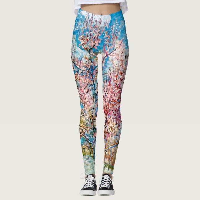 Blütenpfirsichbaum, Van Gogh Leggings (Vorderseite)