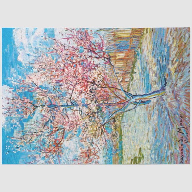 Blütenpfirsichbaum, Van Gogh Seidenpapier (Vorderseite)