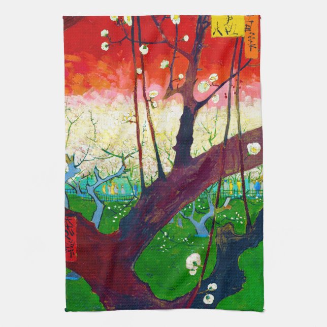 Blütenpflanze (nach Hiroshige), Van Gogh Geschirrtuch (Vertikal)