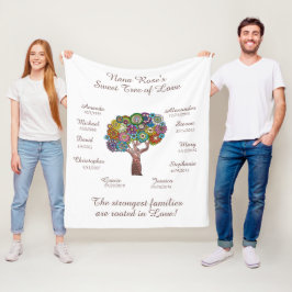Blütenpflanze Oma, braun auf weißen 10 Namen/Daten Fleecedecke