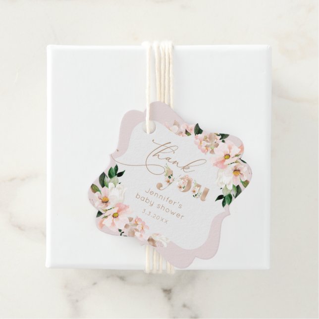 Blütenpinke Blumendusche Danke Geschenkanhänger (Beispiel)