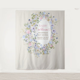 Blütenpinkfarbenes Baby lila-blauer Boho Wildblume Wandteppich