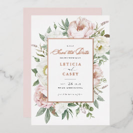 Blütenpinsel Weiße Rose Save the Date Folieneinladung