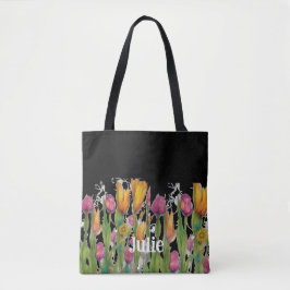 Blütenpracht auf schwarz tasche