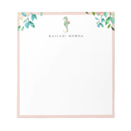 Blütenrahmen für botanisches Seepferd Notizblock