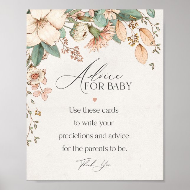 Blütenrosa Babydusche Hinweise für Babyzeichen Poster (Vorne)