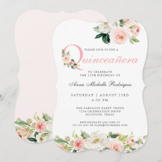 Blütenrosa Bläserblüte Quinceanera Party Feier Einladung