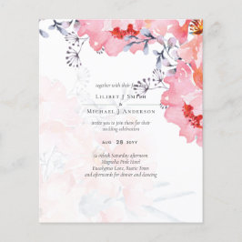 Blütenrosa Bläserblütenblütenblauer Hochzeitstag Flyer