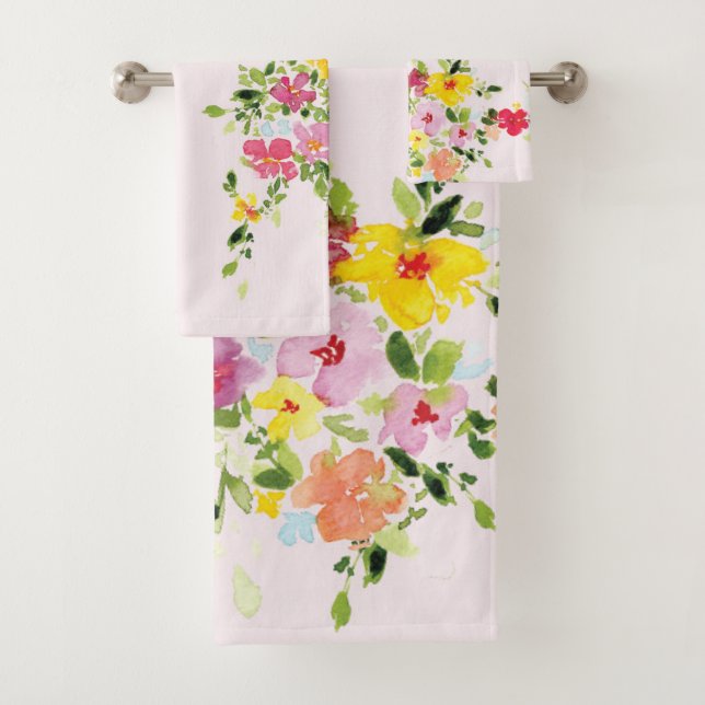 Blütenrosa Blume Badhandtuch Set (Insitu)