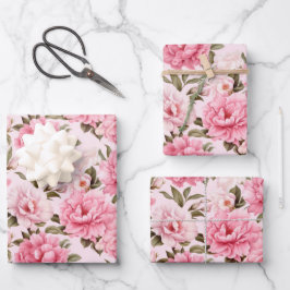 Blütenrosa Blume Geschenkpapier Set