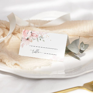 Blütenrosa Blumen Wasserfarben Hochzeit Platzkarte