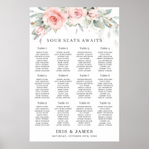 Blütenrosa Blumengrün Hochzeitsskizze Poster