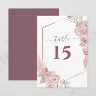 Blütenrosa Blumenrosa GoldenTable Number RSVP Karte