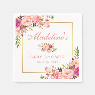Blütenrosa Blush Gold Frame Baby Dusche Serviette