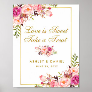 Blütenrosa-Blush-Gold-Hochzeit-Leckerei Poster