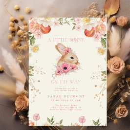 Blütenrosa Blüte Blütenblüte Bunny Baby Dusche Einladung