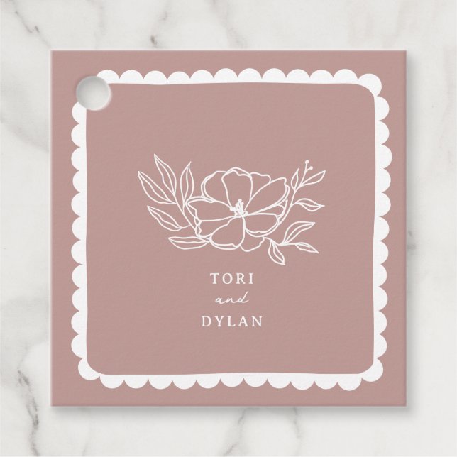 Blütenrosa Botanische Scallope Geschenkanhänger (Vorderseite)