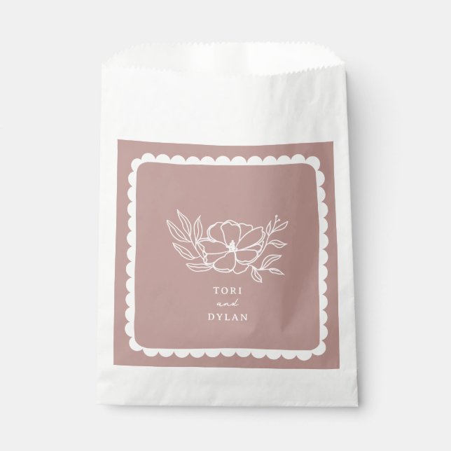 Blütenrosa Botanische Scallope Geschenktütchen (Vorderseite)
