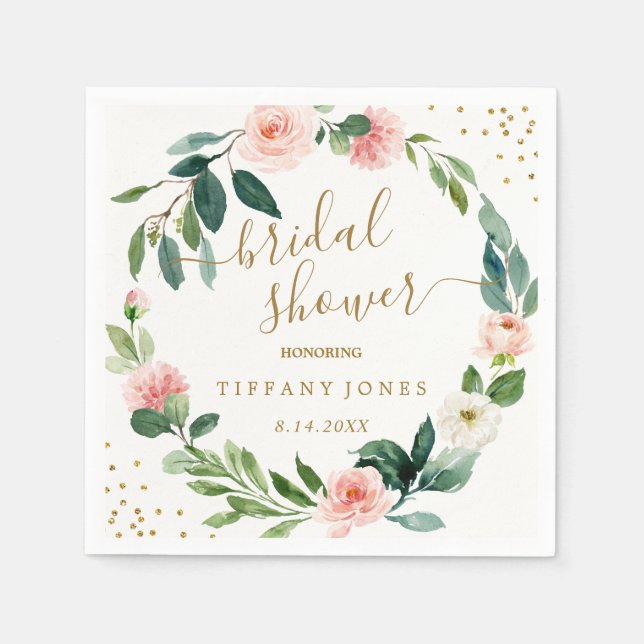 Blütenrosa Brautparty Confetti Serviette (Vorderseite)
