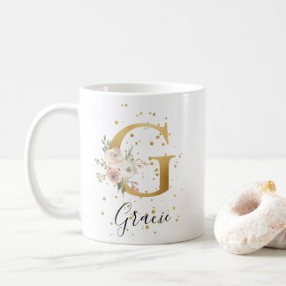 Blütenrosa Creme Aquarellfarben Monogramm G Kaffeetasse