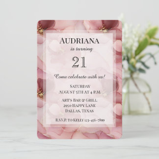 Blütenrosa Floral Geburtstag Einladung