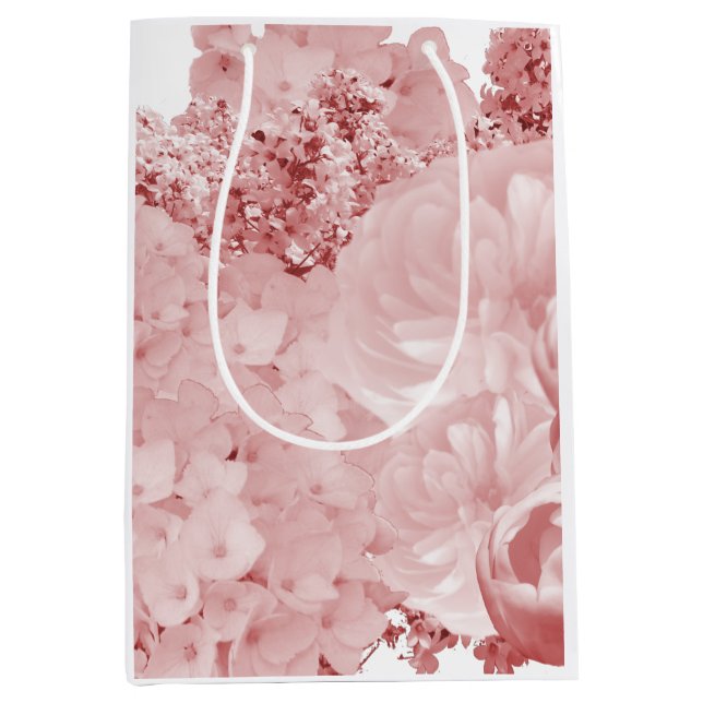 Blütenrosa Floral Mittlere Geschenktüte (Vorderseite)
