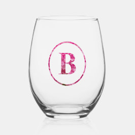 Blütenrosa Floral Monogram Lettering Art "B" Weinglas Ohne Stiel