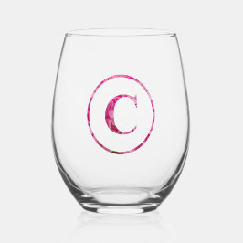 Blütenrosa Floral Monogram Lettering Art "C" Weinglas Ohne Stiel