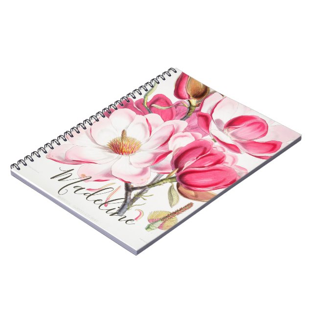 Blütenrosa Frühlingsfarbe Feminine Elegantes Monog Notizblock (Linke Seite)