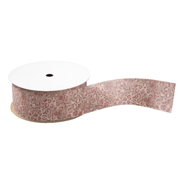 Blütenrosa Glitzer Leopardrucke Ripsband (Spule)