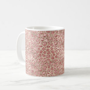 Blütenrosa Glitzy Glitzer Leopardrucke Kaffeetasse
