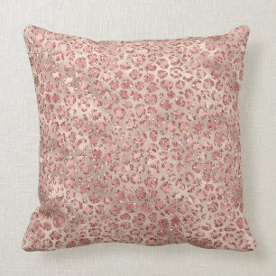 Blütenrosa Glitzy Glitzer Leopardrucke Kissen