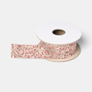 Blütenrosa Glitzy Glitzer Leopardrucke Satinband