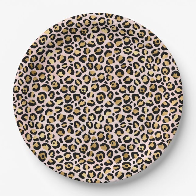 Blütenrosa Goldleopard   Pappteller (Vorderseite)