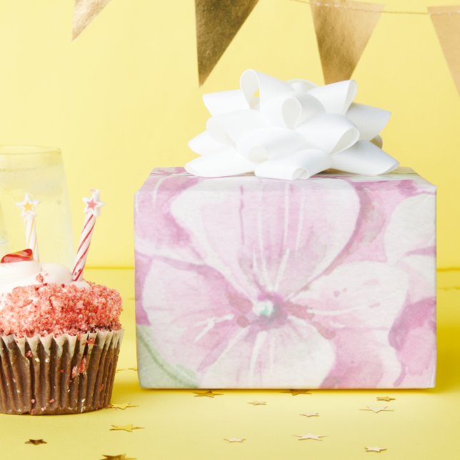Blütenrosa, grüne, farbenfrohe Aquarellmalerei Geschenkpapier (Geburtstagsparty)