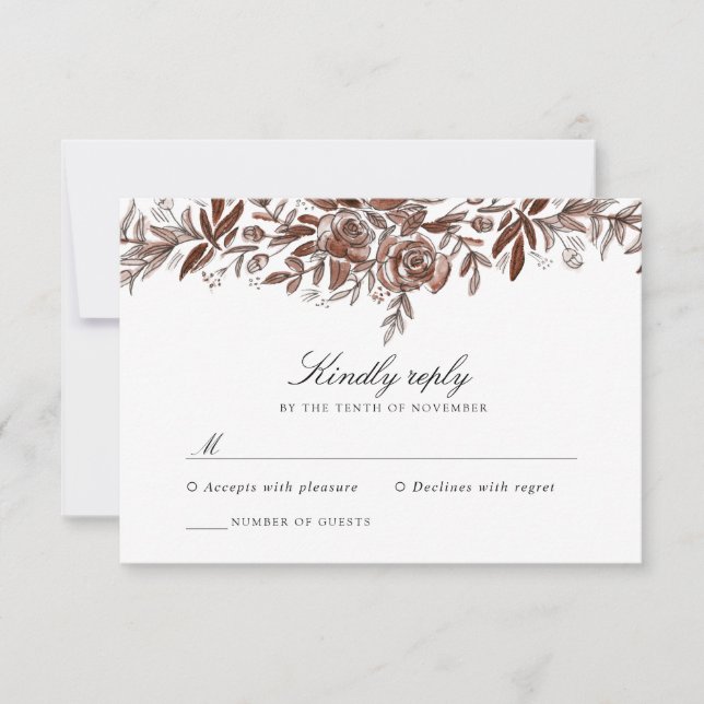 Blütenrosa Hochzeitskarte RSVP Karte (Vorderseite)