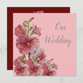 Blütenrosa Holyhock Blütenhochzeit Einladung